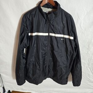 Nike Men's Black and White Windbreaker Jacket
